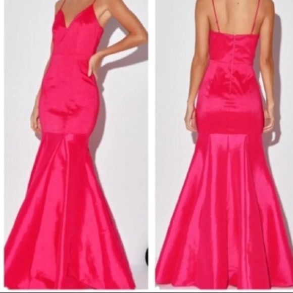 Lulus Dresses & Skirts - Lulus Bright Pink Fitted & Flare Barbiecore Maxi Dress Size M